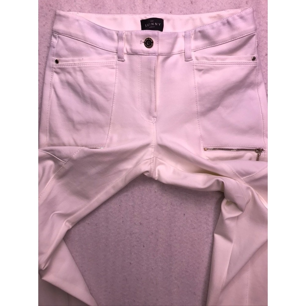 WHBM Skinny Ankle Pants Womens 4 White Zipper Pockets Stretch - Picture 8 of 14